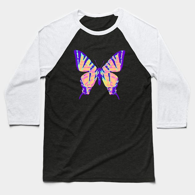 Purple Tiger Butterfly Baseball T-Shirt by dinaaaaaah